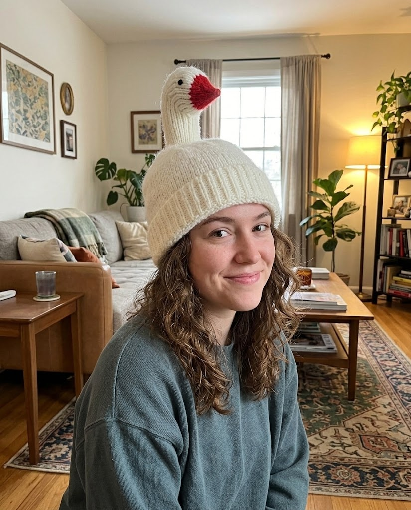 3D Honking Goose Knit Beanie  for kids and women