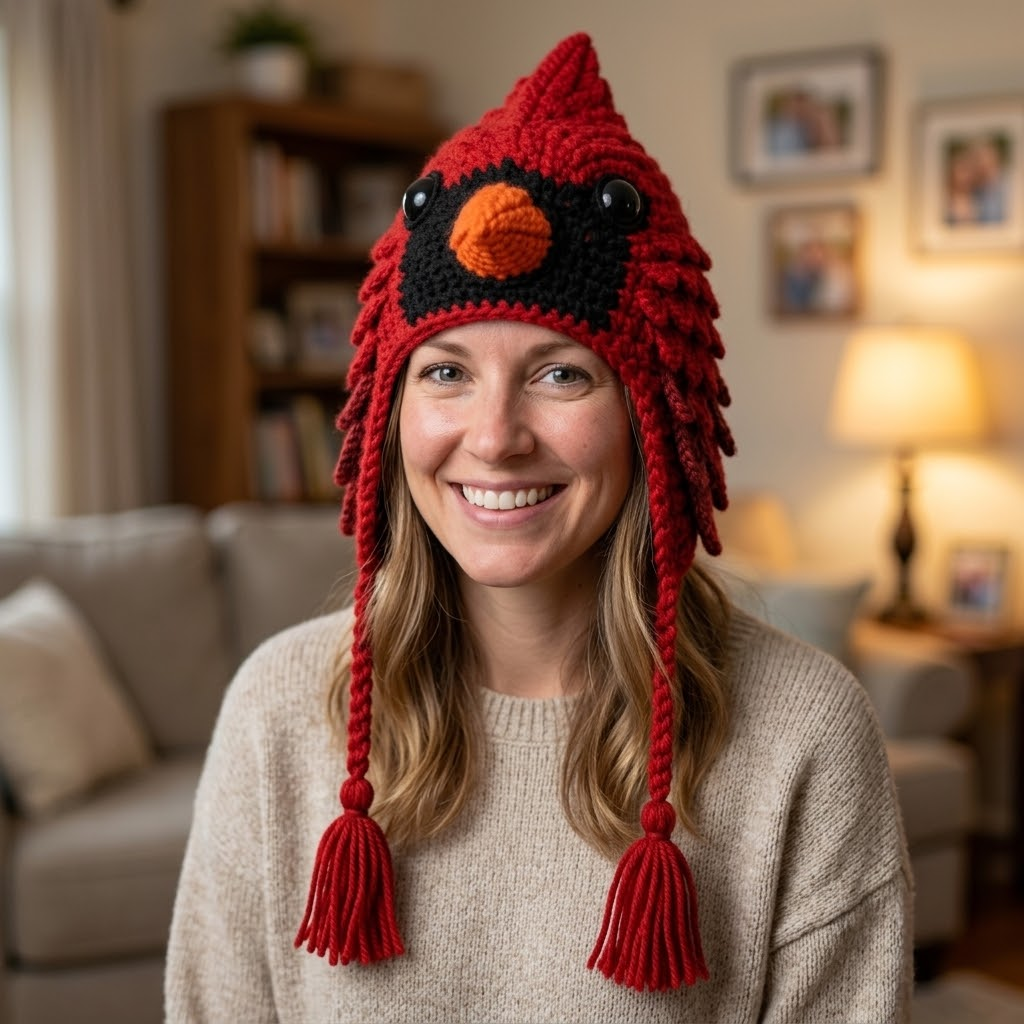 Cardinal Hood Hat DIY Crochet Kit — Craft a Meaningful Winter Companion