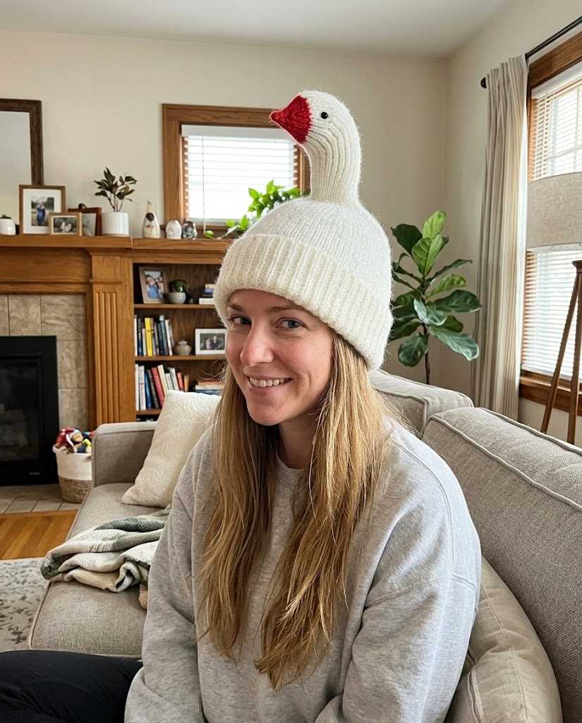 3D Honking Goose Knit Beanie  for kids and women