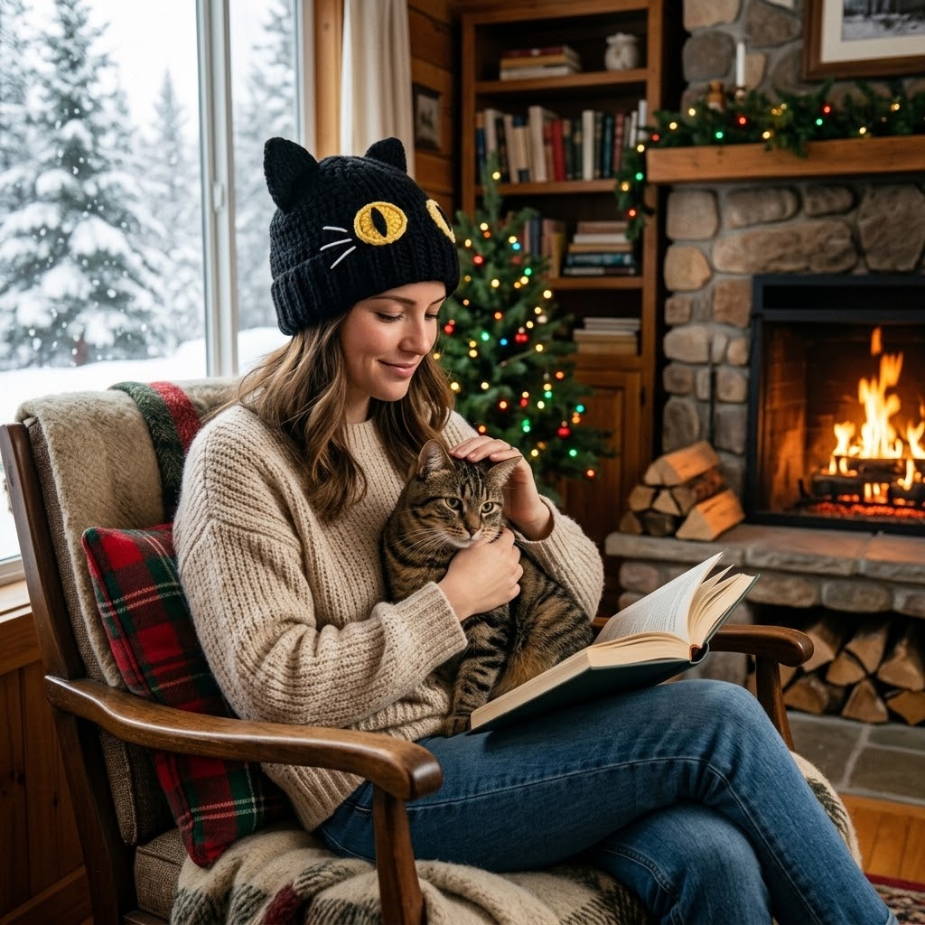 Cozy Feline 3D Black Cat Knit Hat