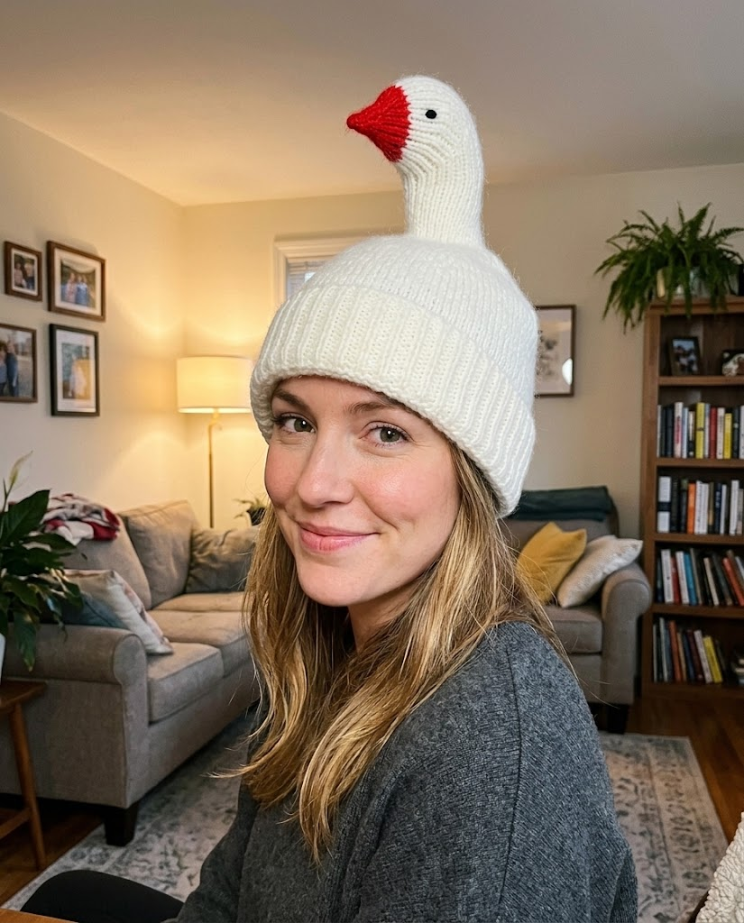 3D Honking Goose Knit Beanie  for kids and women