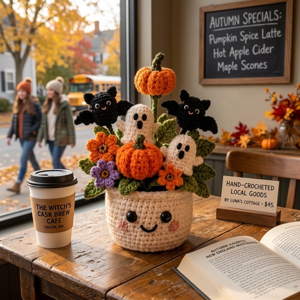 Spooky-Cute Halloween Crochet Planter — Ready to Display