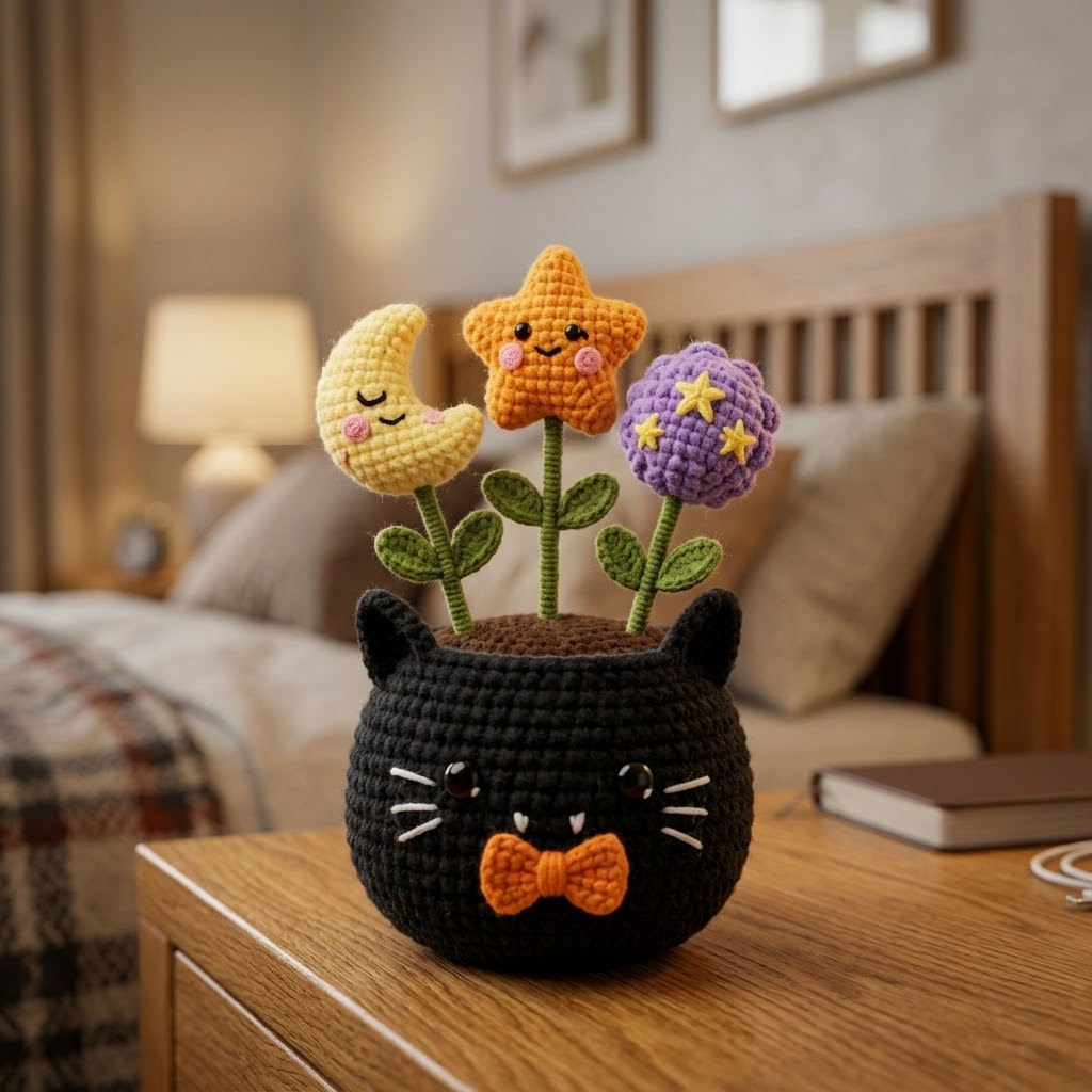 Spooky-Cute Halloween Crochet Planter — Ready to Display