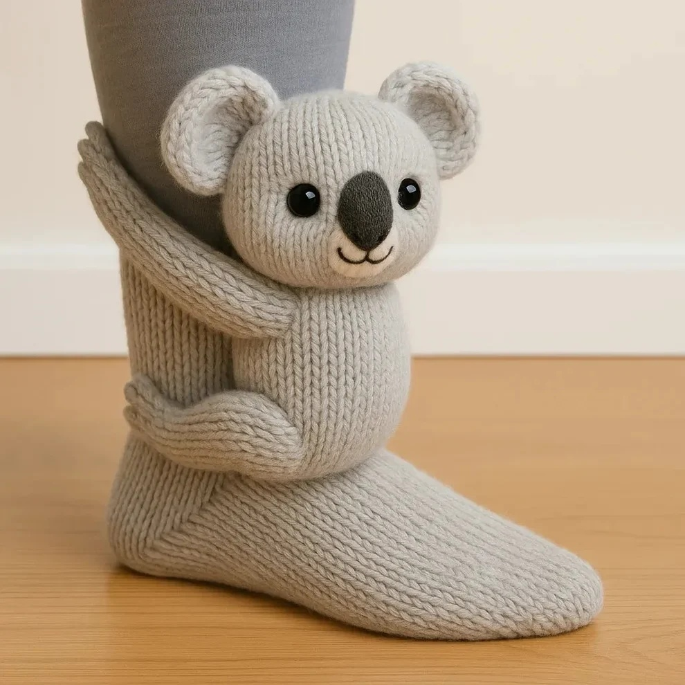 3D Koala Knit Socks ‑ Funny Animal Novelty Socks