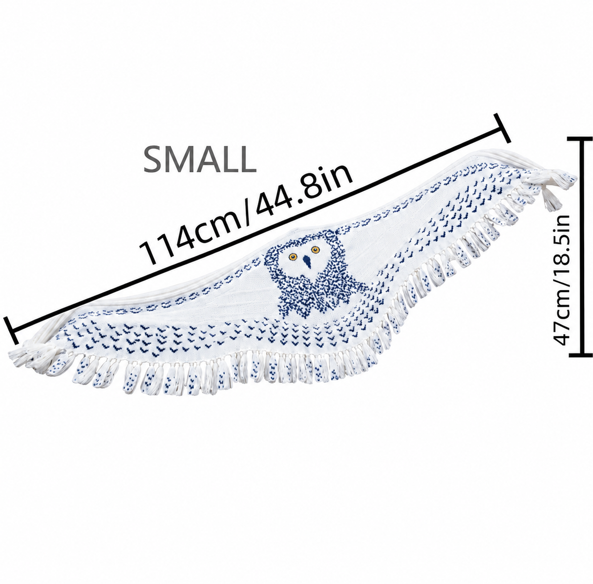 Funny Snowy Owl Wing Shawl – Knitted Scarf with Feather Fringe