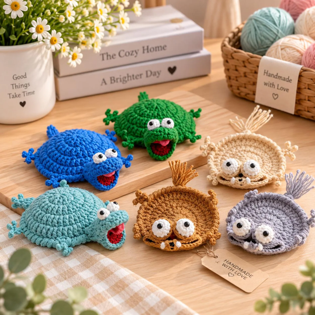 Squashed Animal Crochet Coasters — Add a Hilarious "Splat" to Your Desk