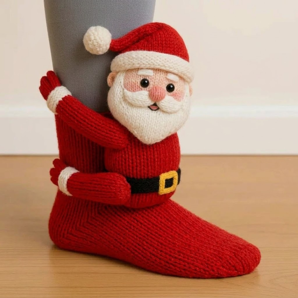 3D Santa Claus Knit Socks‑Funny Christmas Novelty Socks