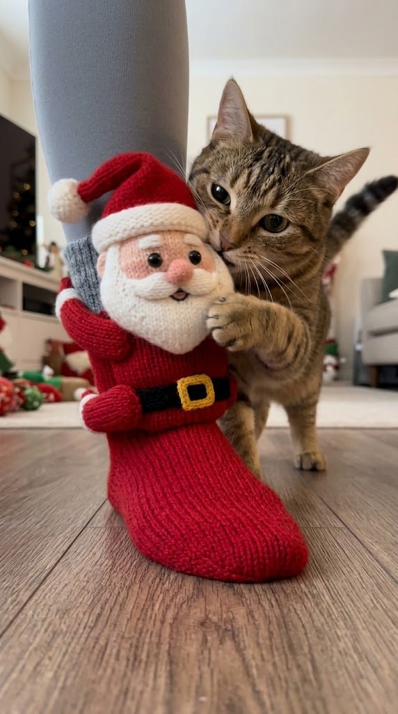 3D Santa Claus Knit Socks‑Funny Christmas Novelty Socks