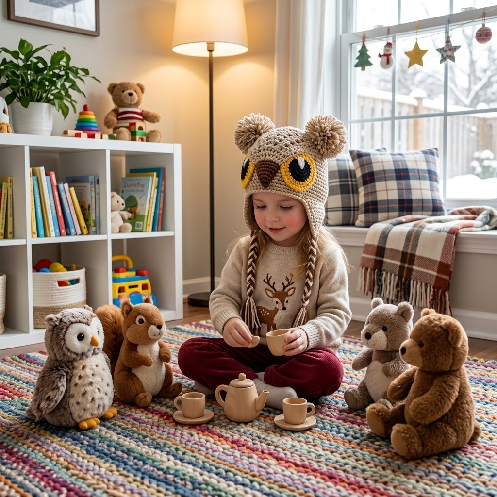 Wise Little Owl 3D Knit Earflap Hat