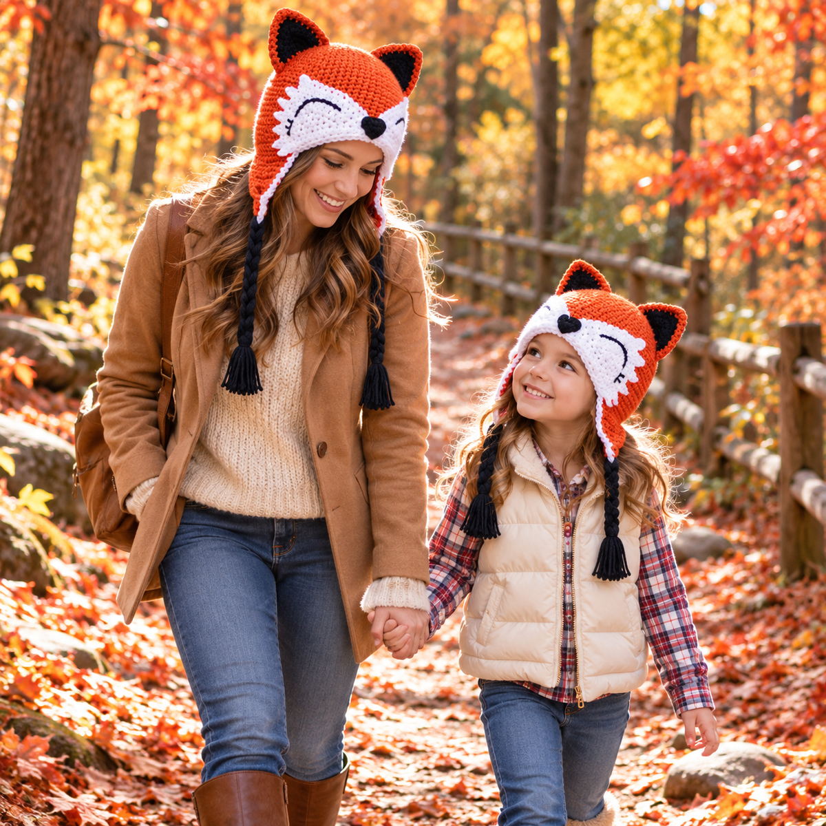 Handmade 3D Cute Fox Crochet Earflap Hat – Cozy Animal Hat for Kids &amp; Adults