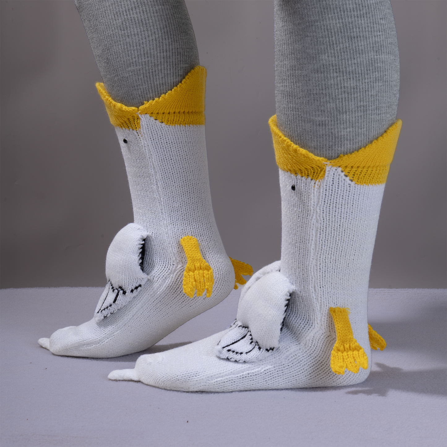 BOFFWAM Duck Knit Socks-Quirky creative design & Comfy Soft knitted material, Carpet socks for Family Party Menswear Original thigh high socks