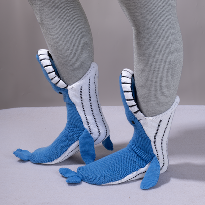 BOFFWAM Whale Knit Socks-Quirky creative design & Comfy Soft knitted material, Carpet socks for Family Party Funny Menswear Original