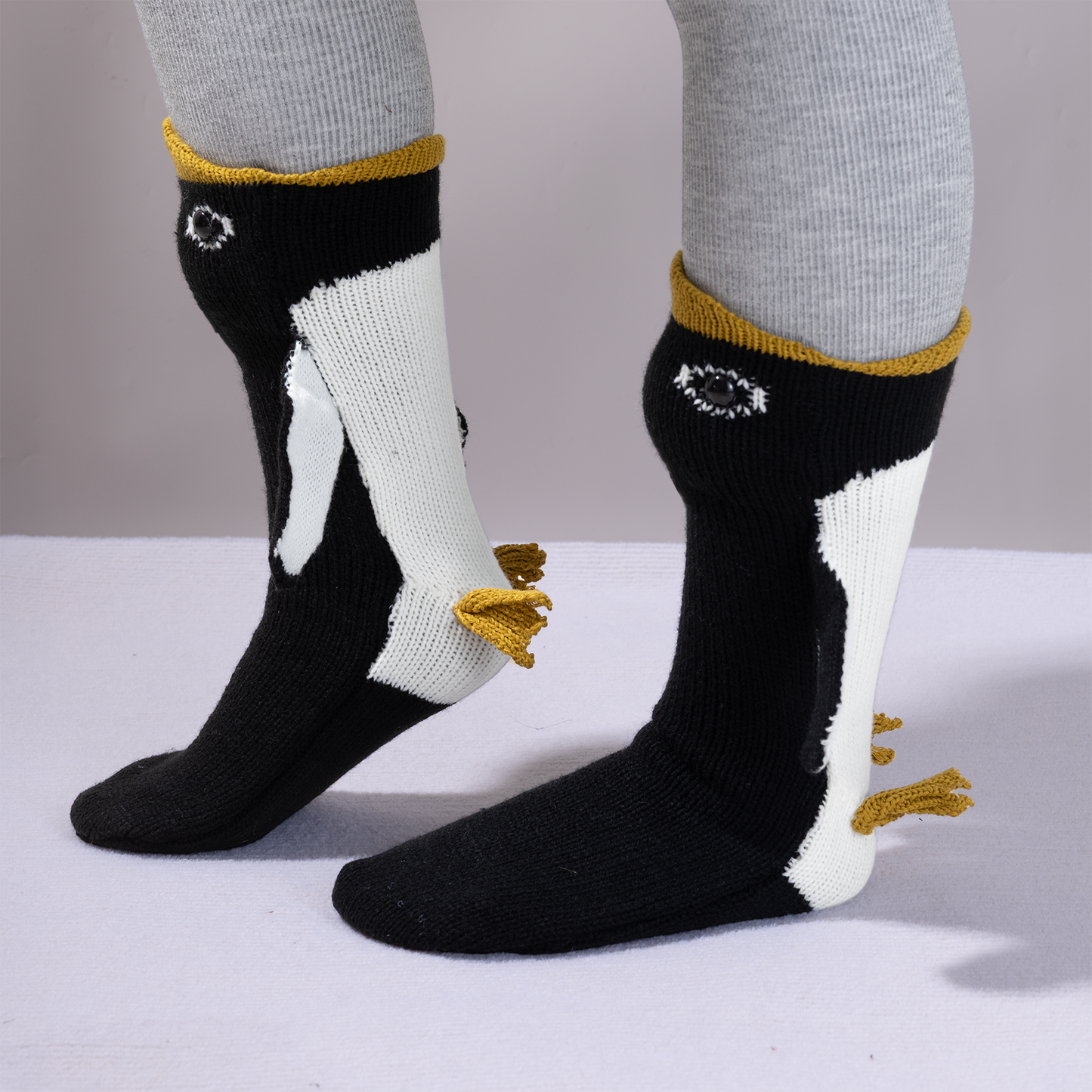 BOFFWAM Penguin Knit -Quirky creative design & Comfy Soft knitted material, Carpet  for Family Party Quirky sock Menswear Original