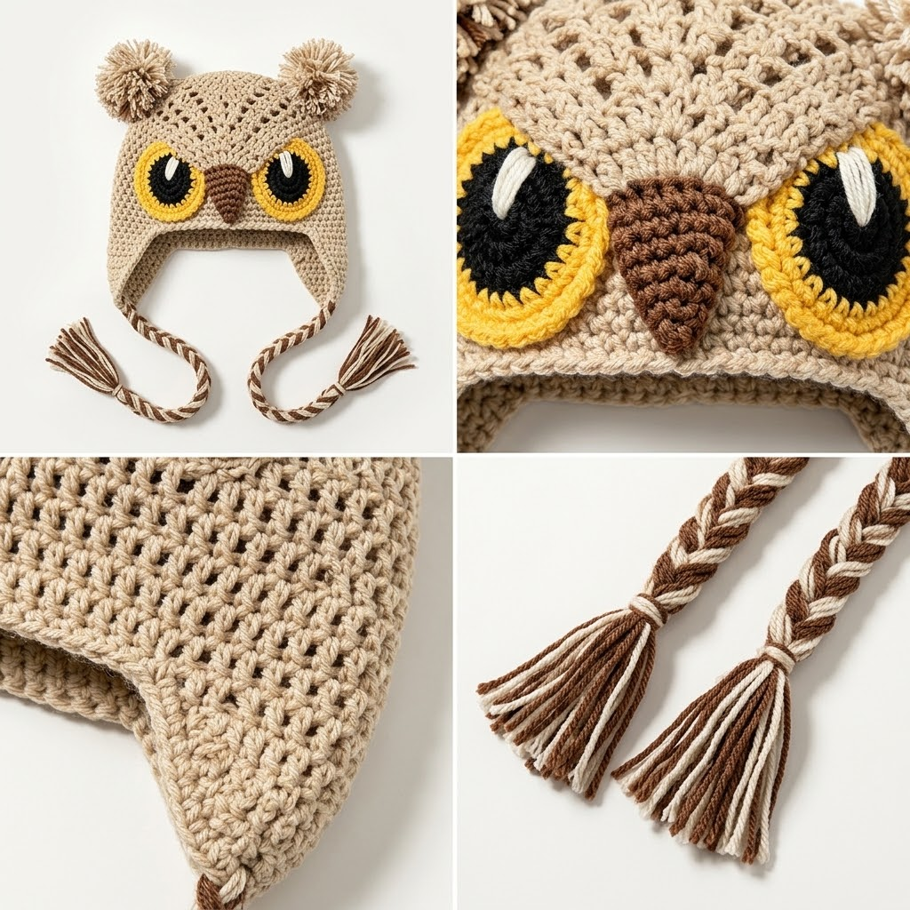 Wise Little Owl 3D Knit Earflap Hat