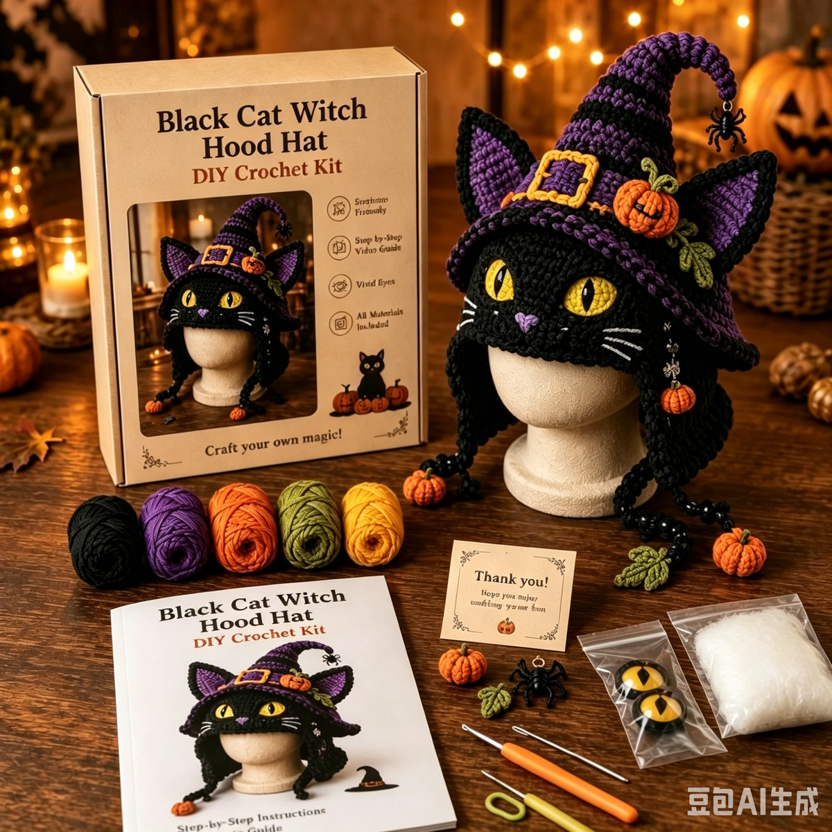 Dark Halloween Dragon Hood Hat DIY Crochet Kit — Craft Your Own Dark Magic