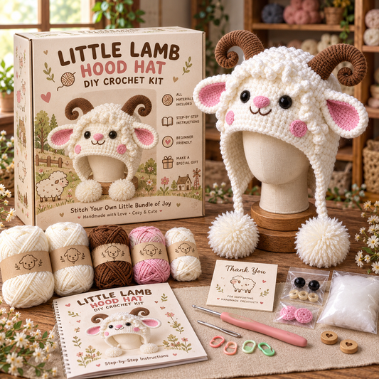 Adorable 3D Lamb &amp; Bunny Crochet Earflap Hats – DIY Crochet Kit or Finished Handmade Hat