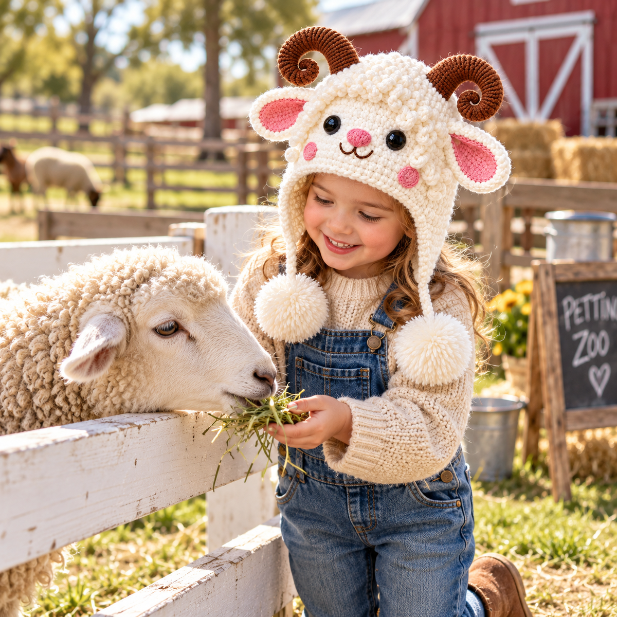 Adorable 3D Lamb &amp; Bunny Crochet Earflap Hats – DIY Crochet Kit or Finished Handmade Hat