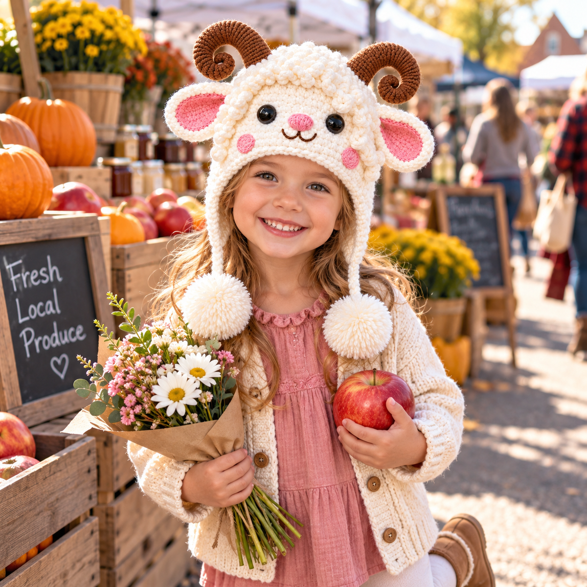 Adorable 3D Lamb &amp; Bunny Crochet Earflap Hats – DIY Crochet Kit or Finished Handmade Hat