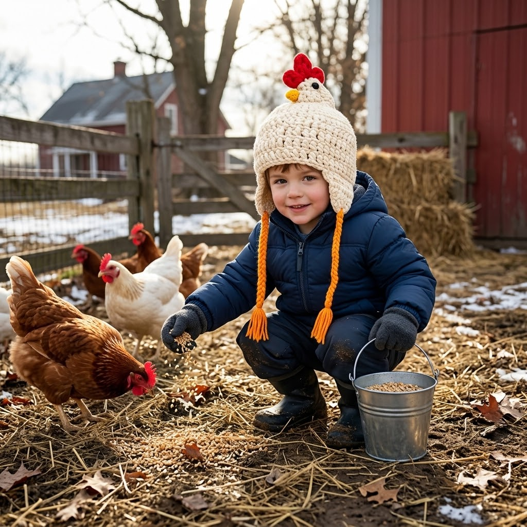 Barnyard Chick 3D Knit Earflap Hat