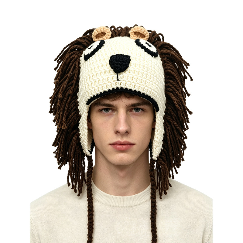 Handcrafted 3D Lion Crochet Earflap Beanie with Mane & Tassels