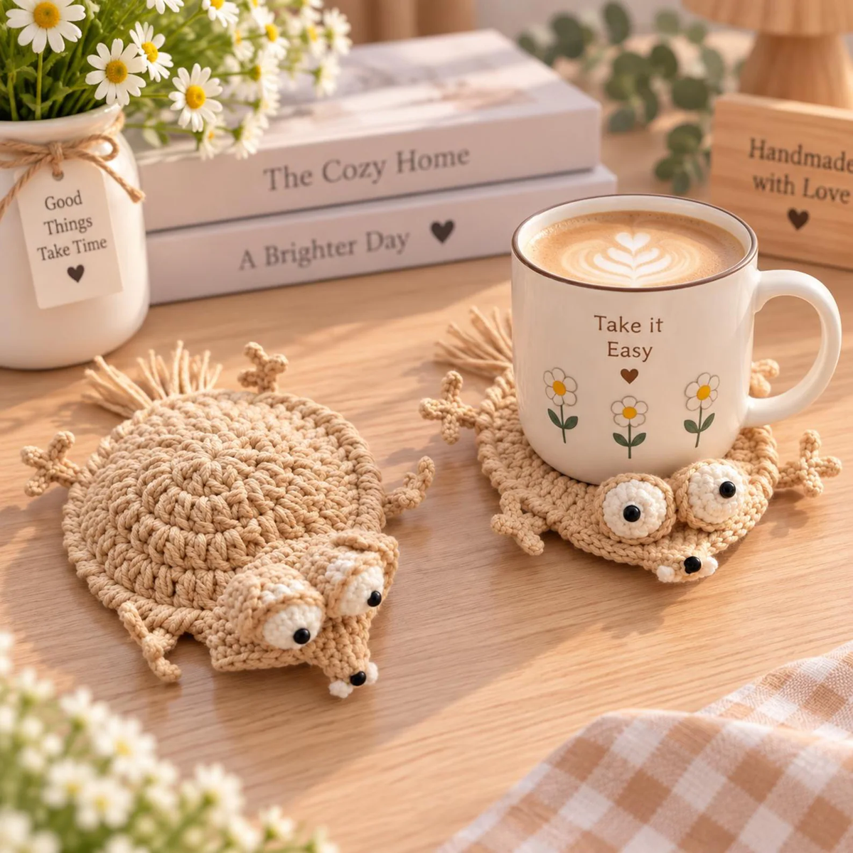 Squashed Animal Crochet Coasters — Add a Hilarious "Splat" to Your Desk