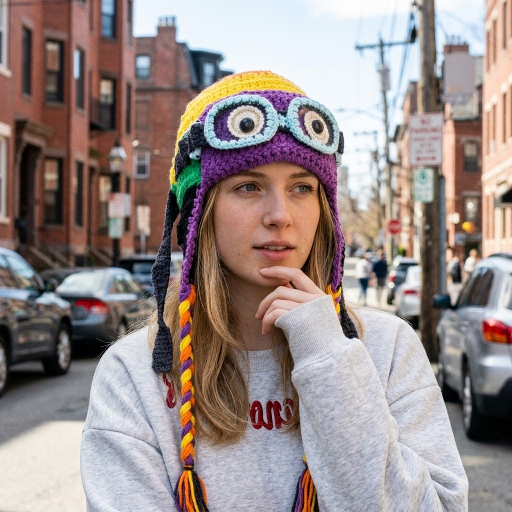 3D Aviator Goggle Knit Hat