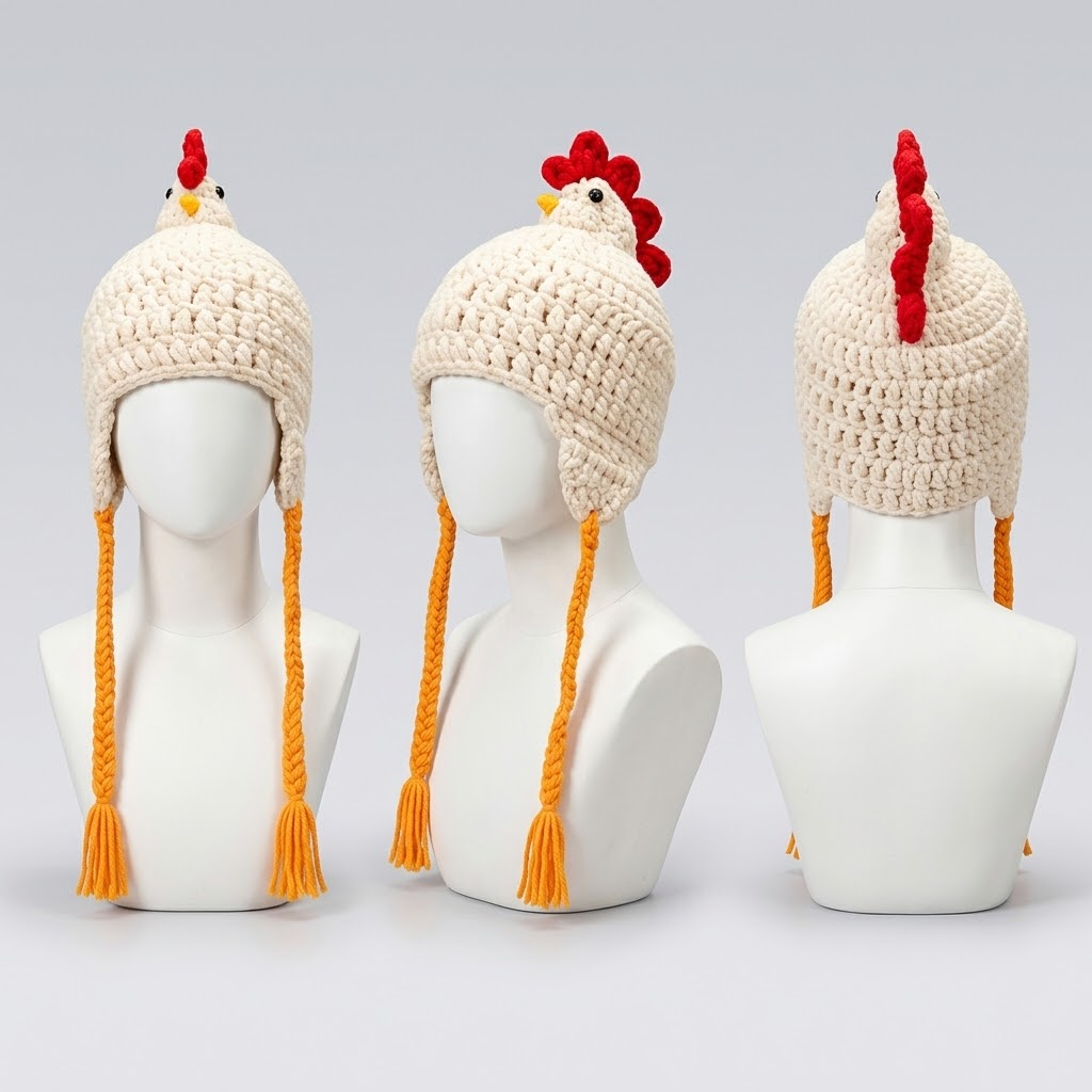 Barnyard Chick 3D Knit Earflap Hat