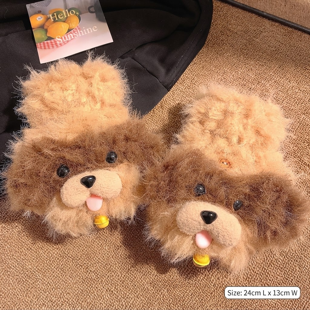 🐶🧤 Fluffy 3D Teddy Puppy Convertible Mittens – Cozy & Cute Winter Gloves