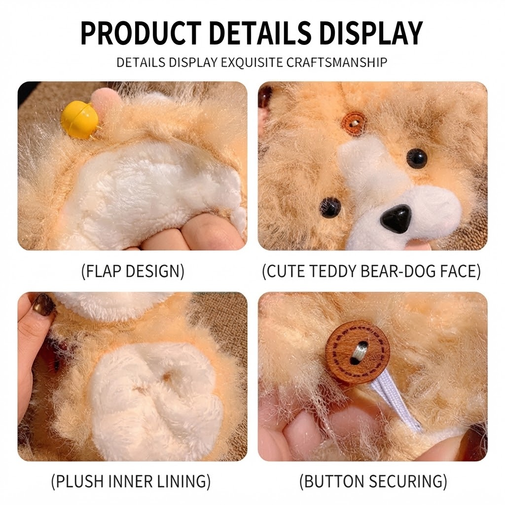 🐶🧤 Fluffy 3D Teddy Puppy Convertible Mittens – Cozy & Cute Winter Gloves