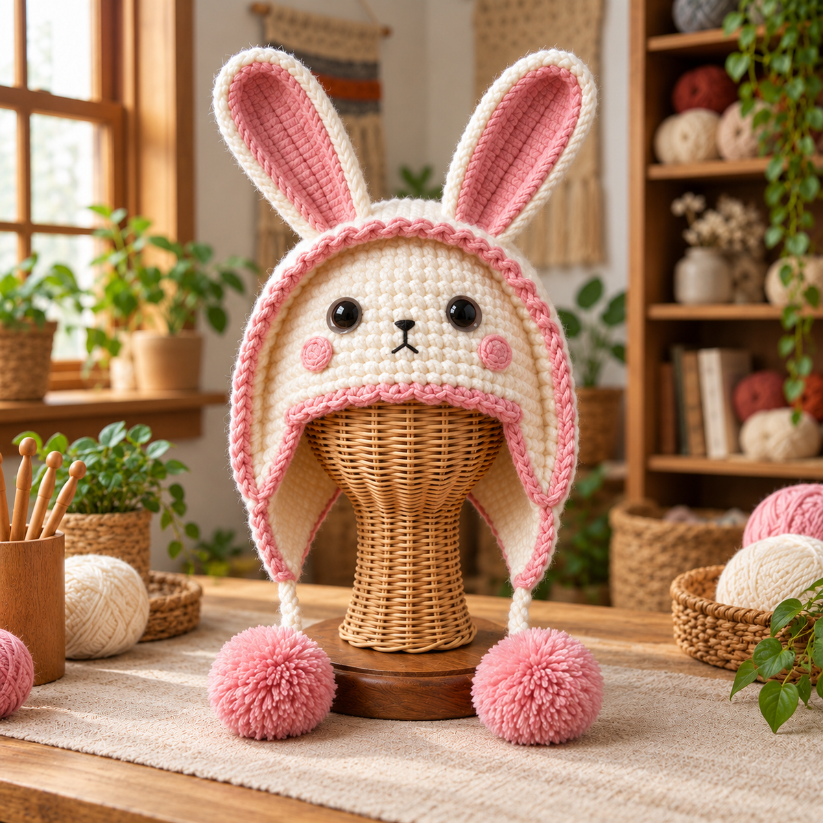 Adorable 3D Lamb &amp; Bunny Crochet Earflap Hats – DIY Crochet Kit or Finished Handmade Hat
