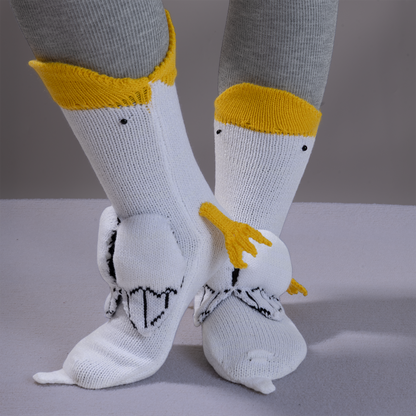 BOFFWAM Duck Knit Socks-Quirky creative design & Comfy Soft knitted material, Carpet socks for Family Party Menswear Original thigh high socks