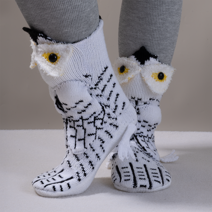 BOFFWAM Owl Knit Socks-Quirky creative design & Comfy Soft knitted material, Carpet socks for Family Party Animal Design Menswear Original