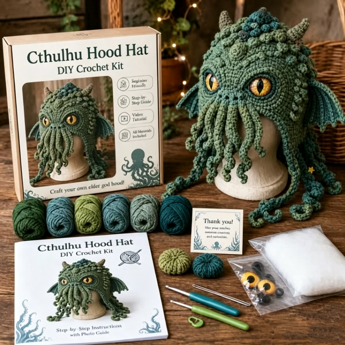 Dark Halloween Dragon Hood Hat DIY Crochet Kit — Craft Your Own Dark Magic