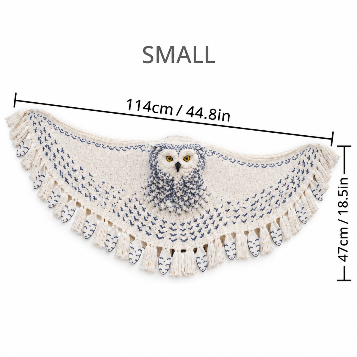 Funny Snowy Owl Wing Shawl – Knitted Scarf with Feather Fringe