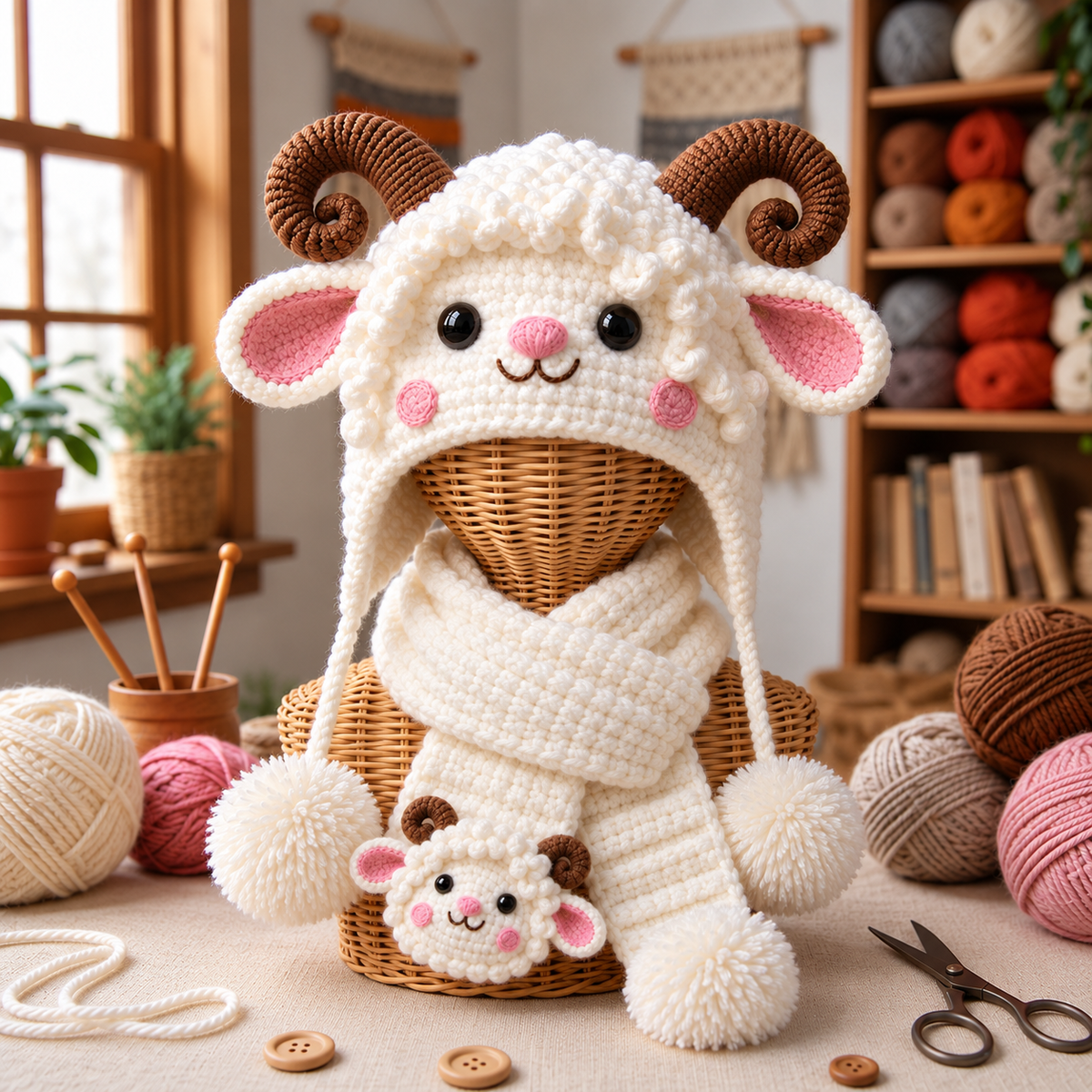 Adorable 3D Lamb &amp; Bunny Crochet Earflap Hats – DIY Crochet Kit or Finished Handmade Hat