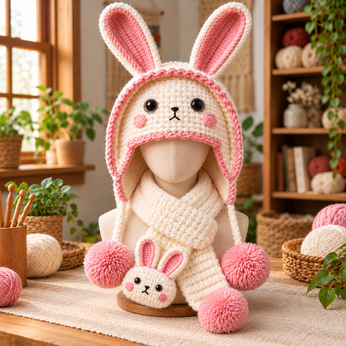 Adorable 3D Lamb &amp; Bunny Crochet Earflap Hats – DIY Crochet Kit or Finished Handmade Hat