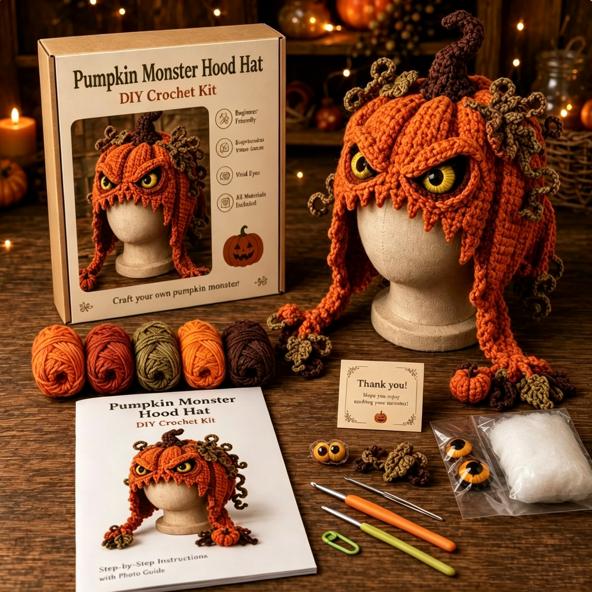 Dark Halloween Dragon Hood Hat DIY Crochet Kit — Craft Your Own Dark Magic