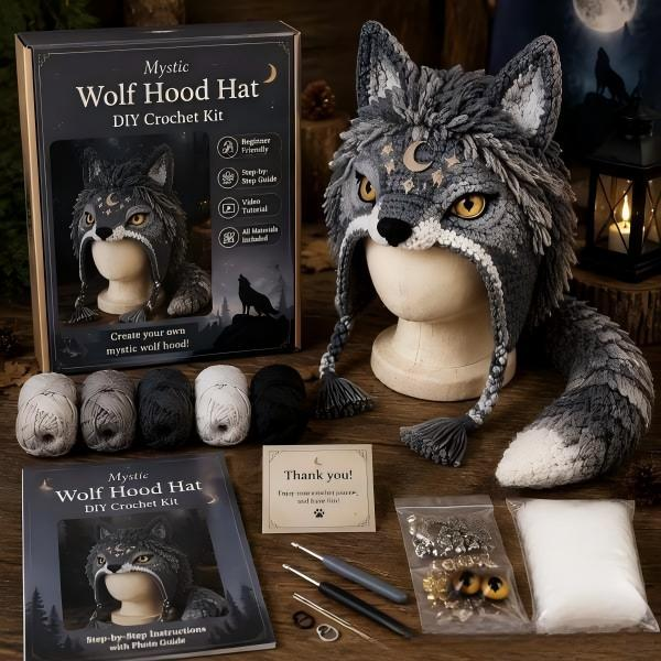 Dark Halloween Dragon Hood Hat DIY Crochet Kit — Craft Your Own Dark Magic