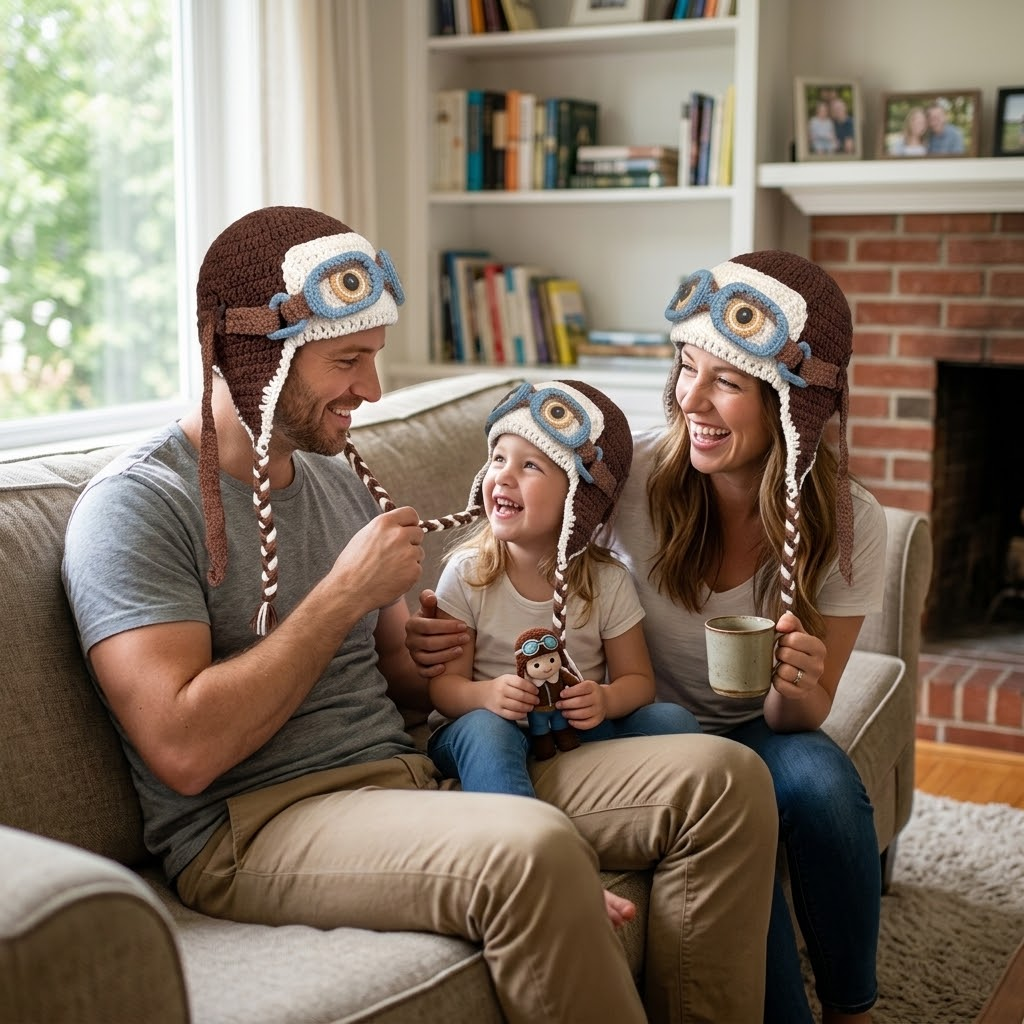 3D Aviator Goggle Knit Hat