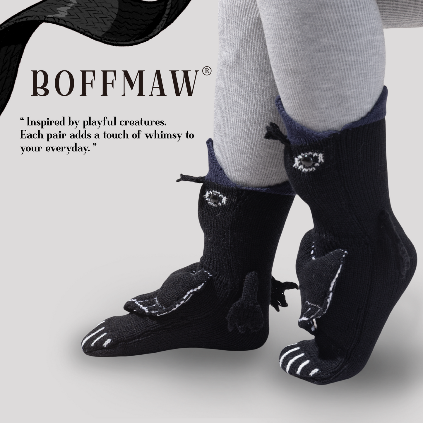 BOFFWAM Raven Knit Socks-Quirky creative design & Comfy Soft knitted material, Carpet socks for Family Party Wacky Menswear Original thigh high socks