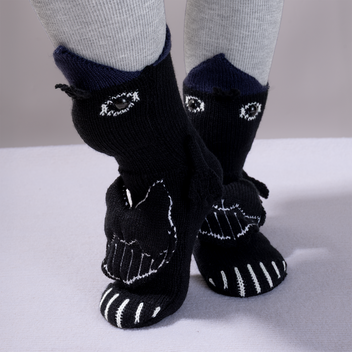 BOFFWAM Raven Knit Socks-Quirky creative design & Comfy Soft knitted material, Carpet socks for Family Party Wacky Menswear Original thigh high socks