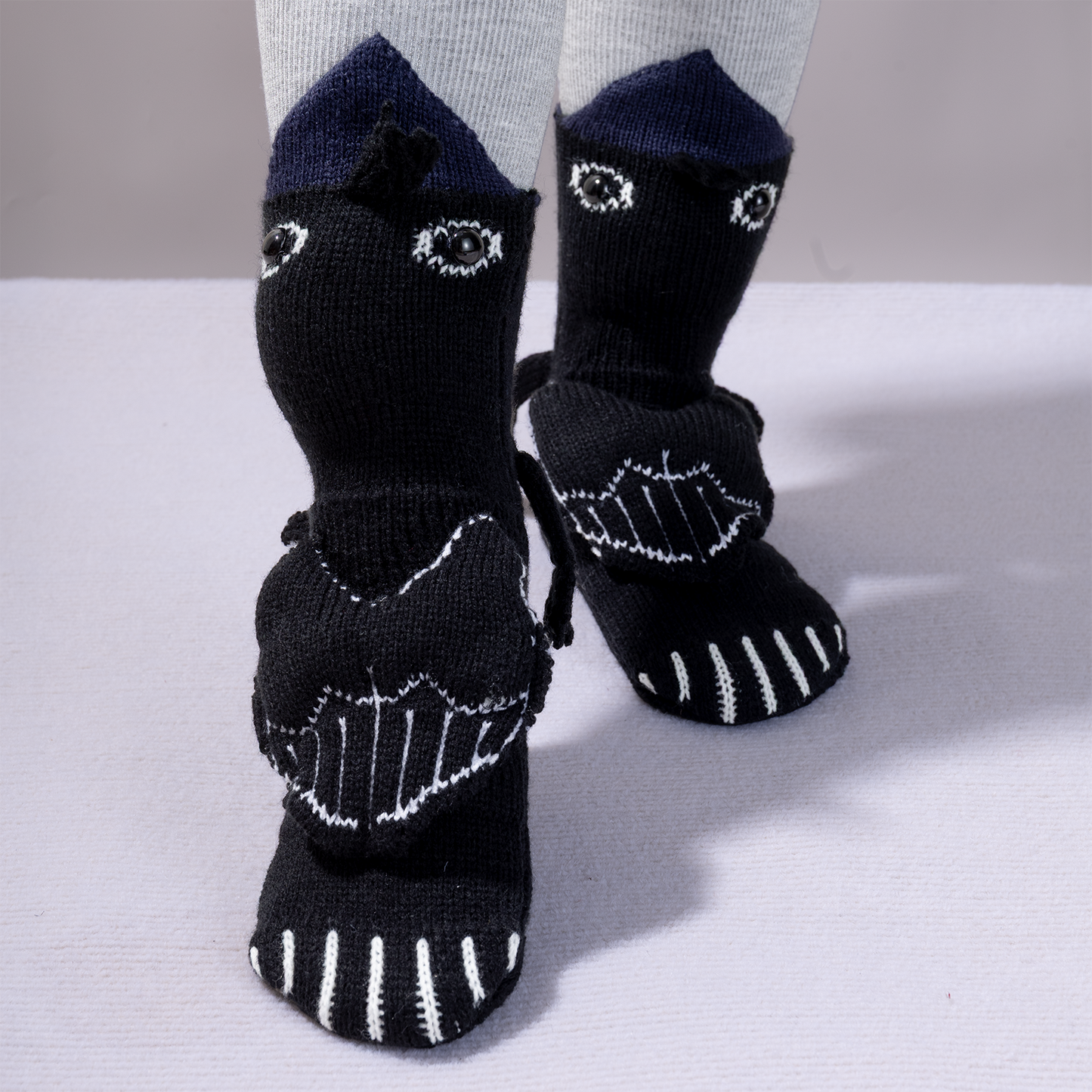 BOFFWAM Raven Knit Socks-Quirky creative design & Comfy Soft knitted material, Carpet socks for Family Party Wacky Menswear Original thigh high socks
