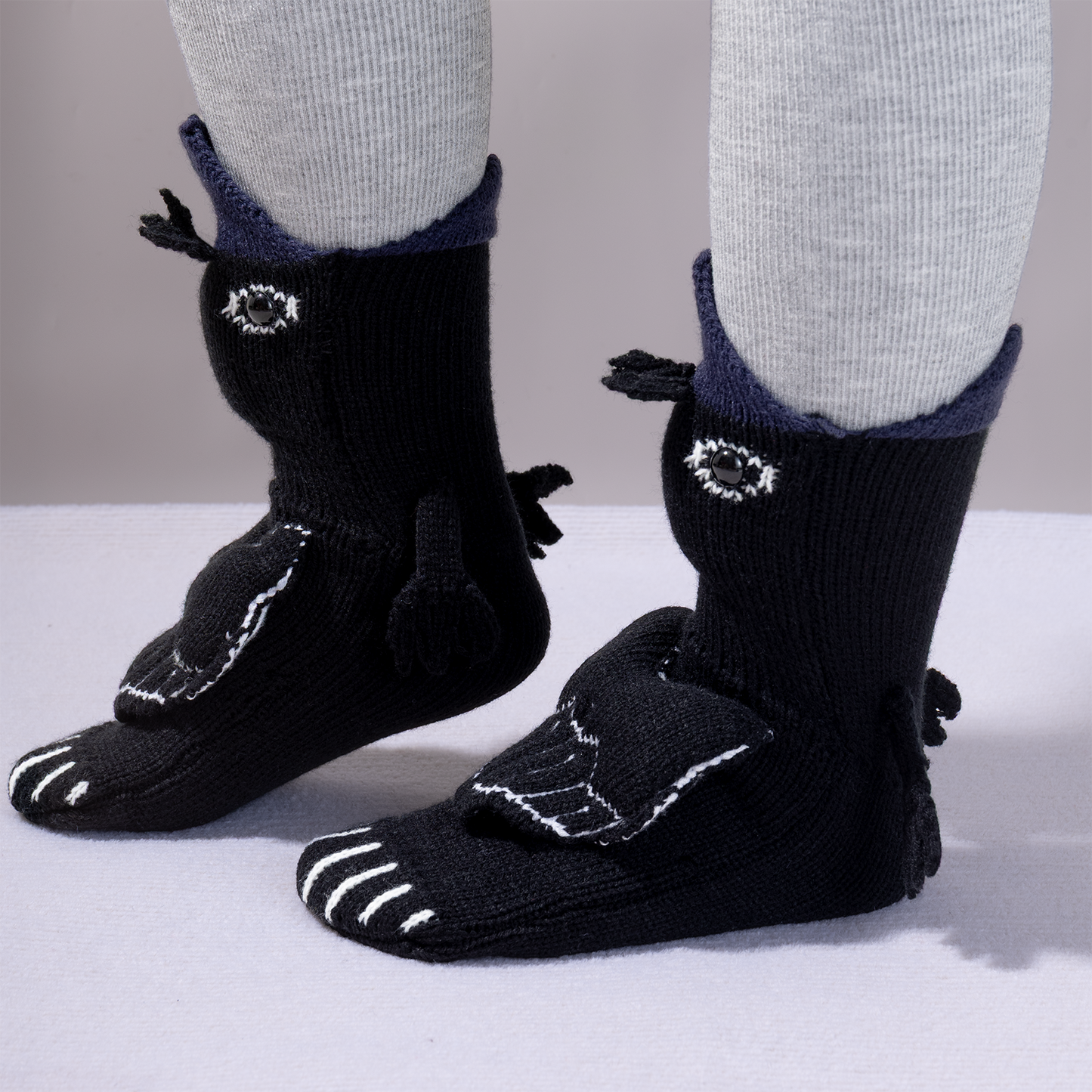 BOFFWAM Raven Knit Socks-Quirky creative design & Comfy Soft knitted material, Carpet socks for Family Party Wacky Menswear Original thigh high socks
