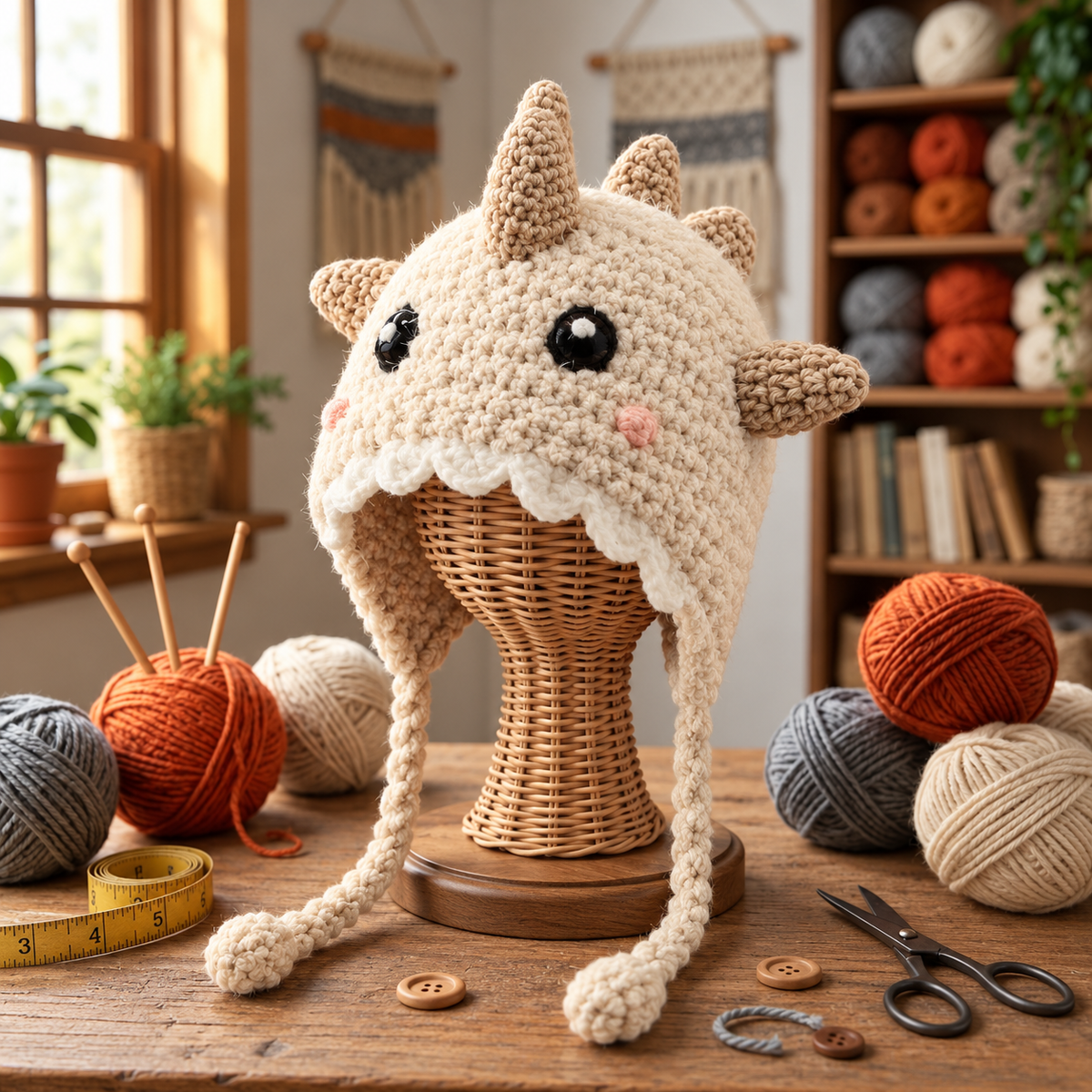 Cute Kids Shark Crochet Earflap Hat – Playful Blue Ocean Beanie with 3D Fins, Sharp Teeth & Braided Tassels