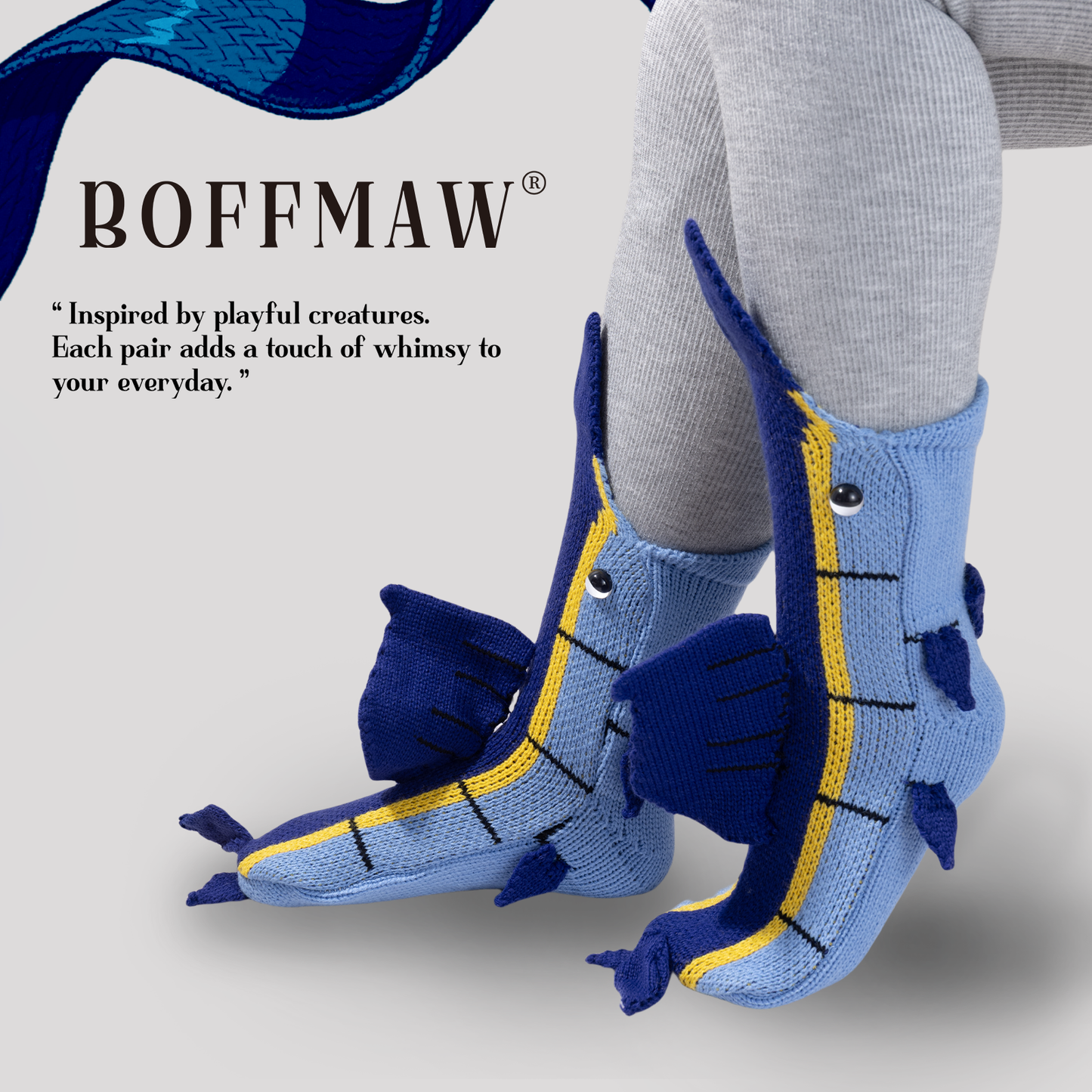 BOFFWAM Sailfish Knit Socks-Quirky creative design & Comfy Soft knitted material, Carpet socks for Family Party One Size Fits Most Menswear Original