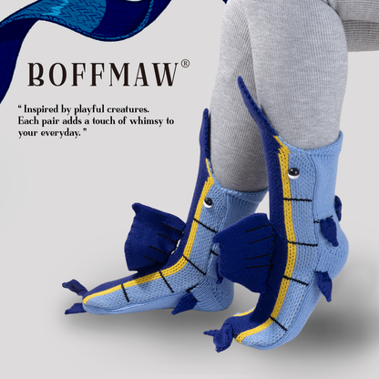 BOFFWAM Sailfish Knit Socks-Quirky creative design & Comfy Soft knitted material, Carpet socks for Family Party One Size Fits Most Menswear Original