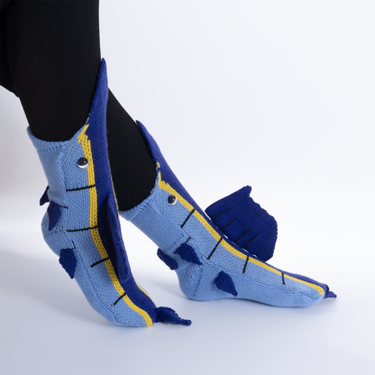 BOFFWAM Sailfish Knit Socks-Quirky creative design & Comfy Soft knitted material, Carpet socks for Family Party One Size Fits Most Menswear Original