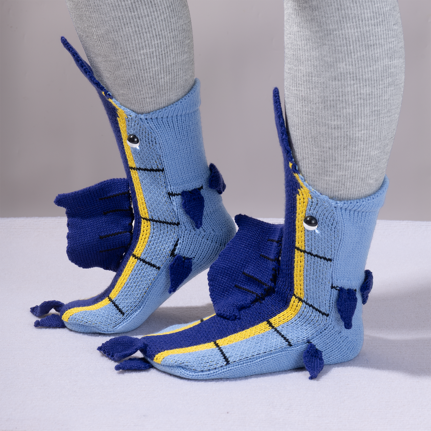 BOFFWAM Sailfish Knit Socks-Quirky creative design & Comfy Soft knitted material, Carpet socks for Family Party One Size Fits Most Menswear Original