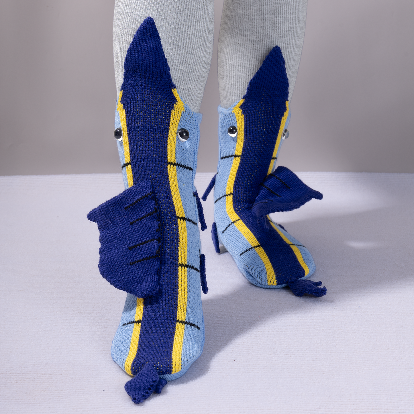 BOFFWAM Sailfish Knit Socks-Quirky creative design & Comfy Soft knitted material, Carpet socks for Family Party One Size Fits Most Menswear Original