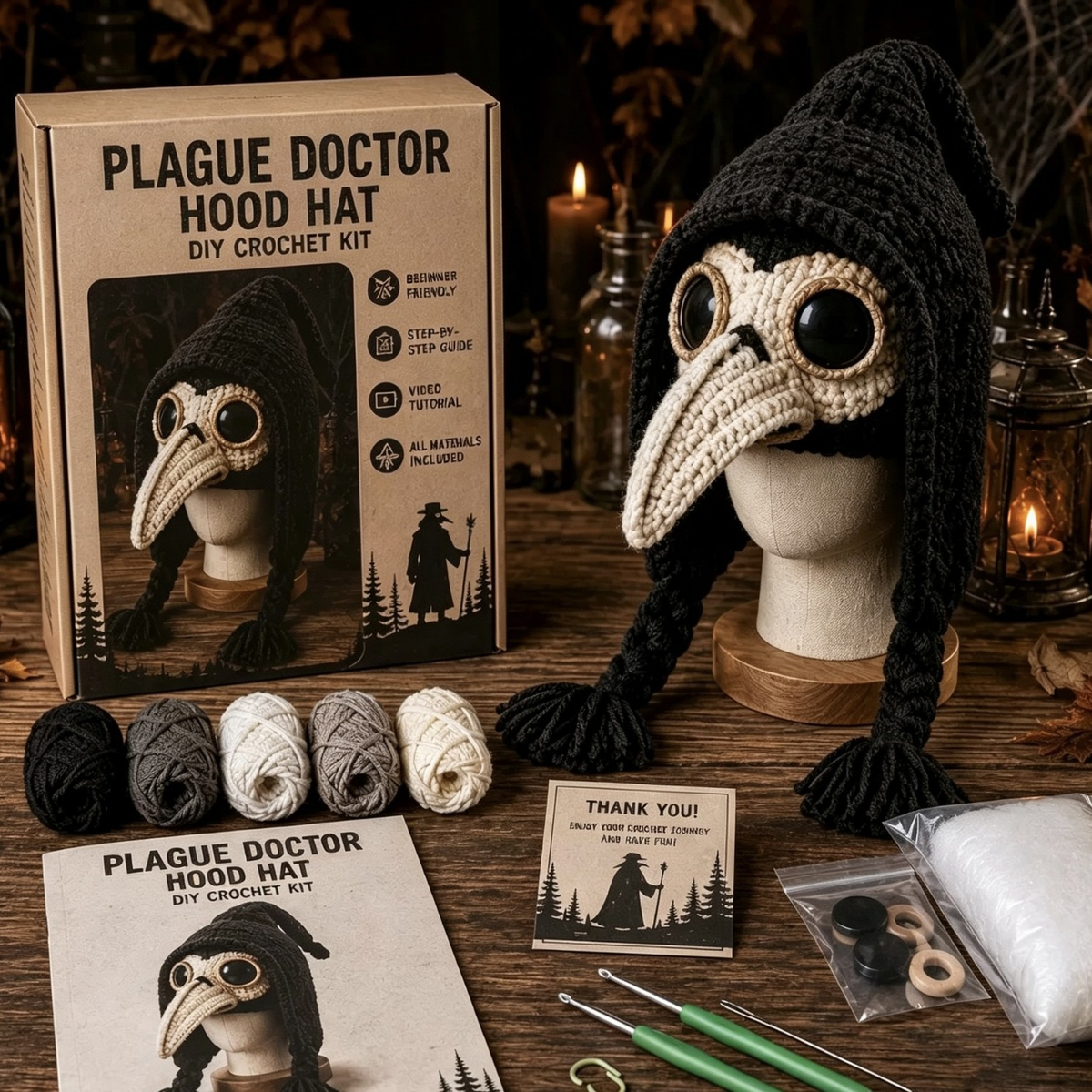 Dark Halloween Dragon Hood Hat DIY Crochet Kit — Craft Your Own Dark Magic